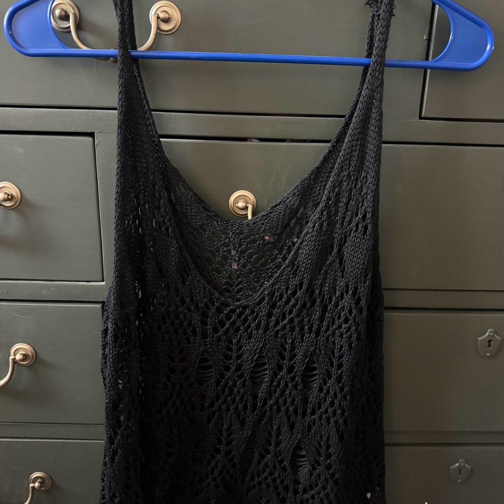 Elegant Black Crochet Women's Top